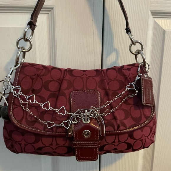 Rare Coach Maroon Signature Shoulder Bag - Picture 2 of 7